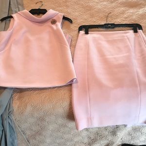 White House Black market pink skirt suit set